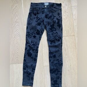 Current/Elliott Floral Velvet Patterned black skinny jeans, size 27